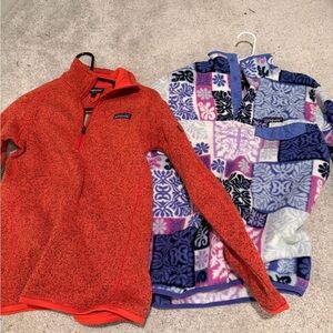 Patagonia Red and Multicolor Fleece Pullovers